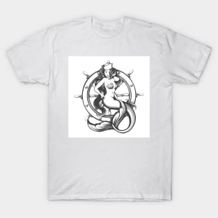 Beauty Mermaid and Steering Wheel T-Shirt